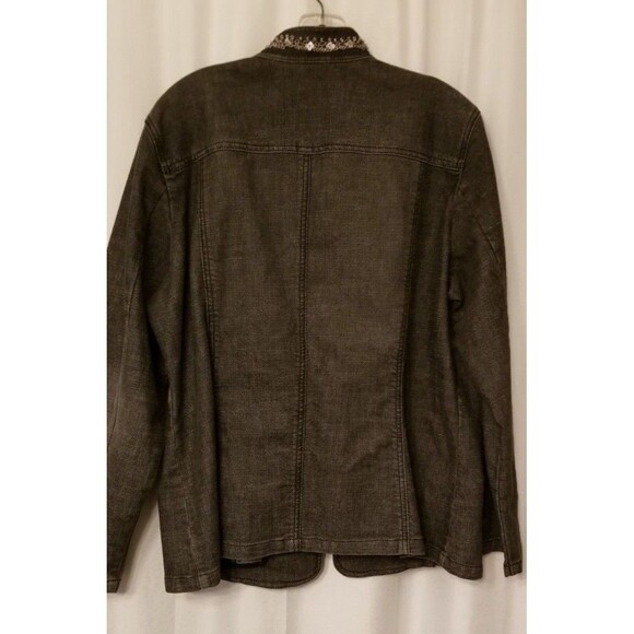 Chico's Sequin Beaded & Embroidered Black Denim Jacket Size 3 Boutique CHIC - Picture 4 of 6